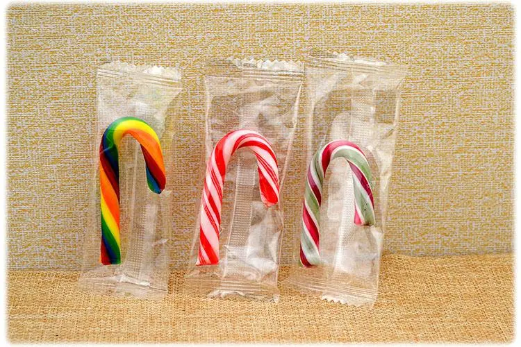 Colorful Fruit Jelly Bean Cane Hard Candy with Cane Shape