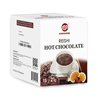 Chocolate caliente con champiñones Reishi OEM con cacao real mezclado con Ganoderma
