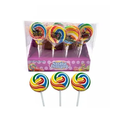 Fabricante mayorista Halal OEM Venta caliente Rainbow Swirl Lollipop Hard Candy