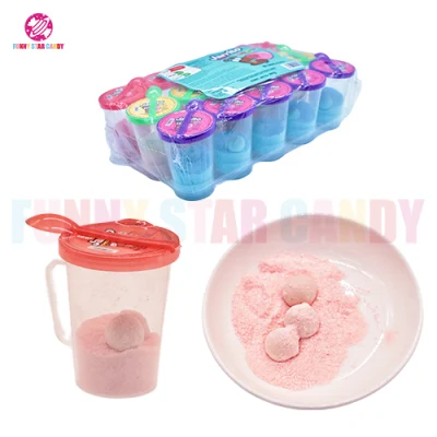 Venta al por mayor del fabricante Halal OEM Venta caliente Embalaje de botellas Sour Powder Bubble Mini Ball Candy